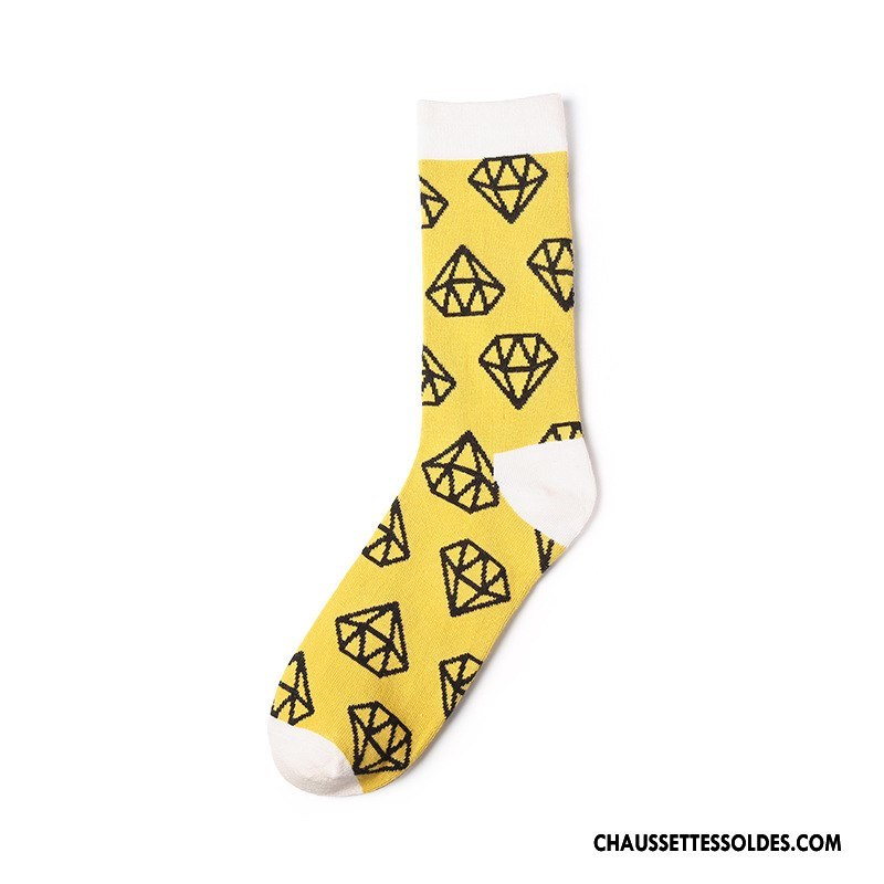 Chaussettes Mi Hautes Homme Tendance Créatif Chaussettes En Coton Long Stock Hiver L'automne Couleur De Contraste Noir