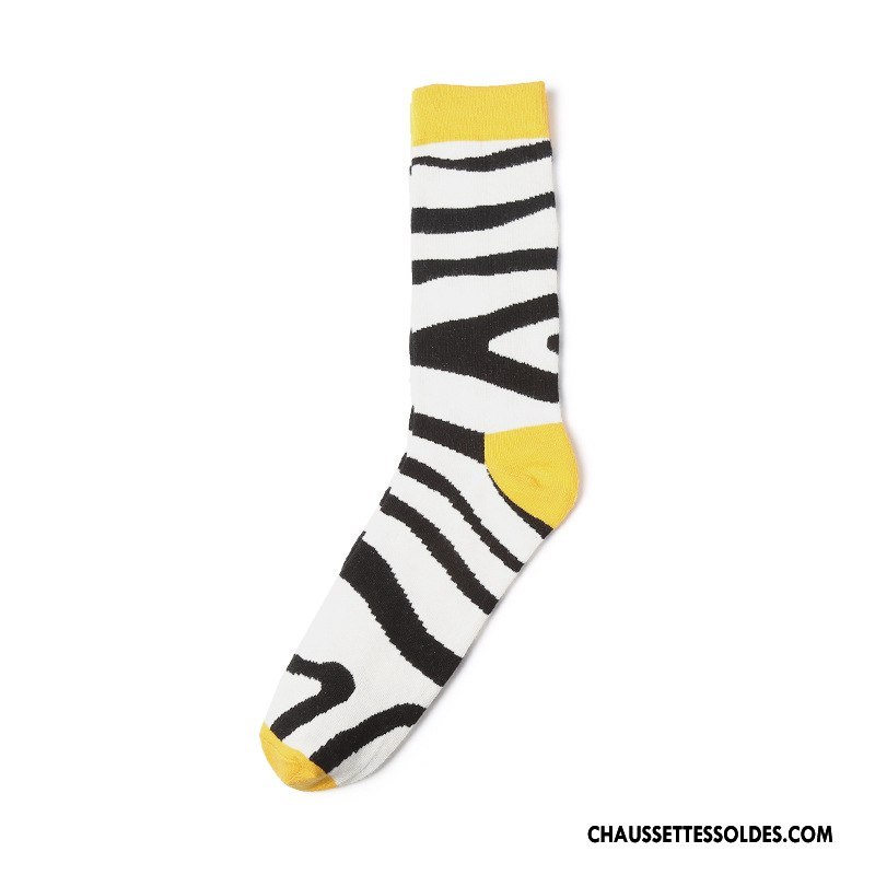 Chaussettes Mi Hautes Homme Tendance Créatif Chaussettes En Coton Long Stock Hiver L'automne Couleur De Contraste Noir