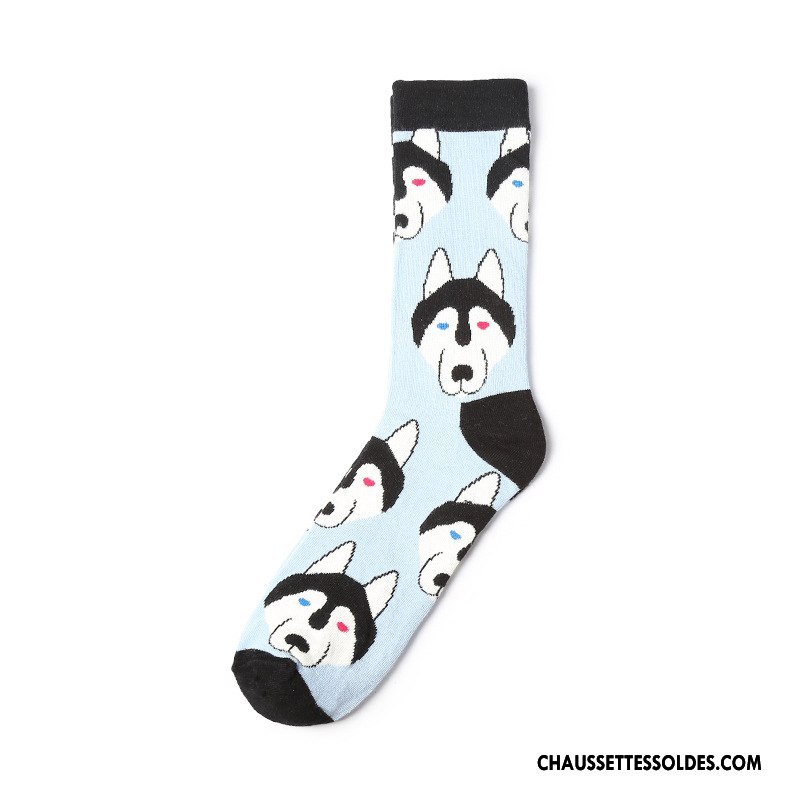Chaussettes Mi Hautes Homme Tendance Créatif Chaussettes En Coton Long Stock Hiver L'automne Couleur De Contraste Noir
