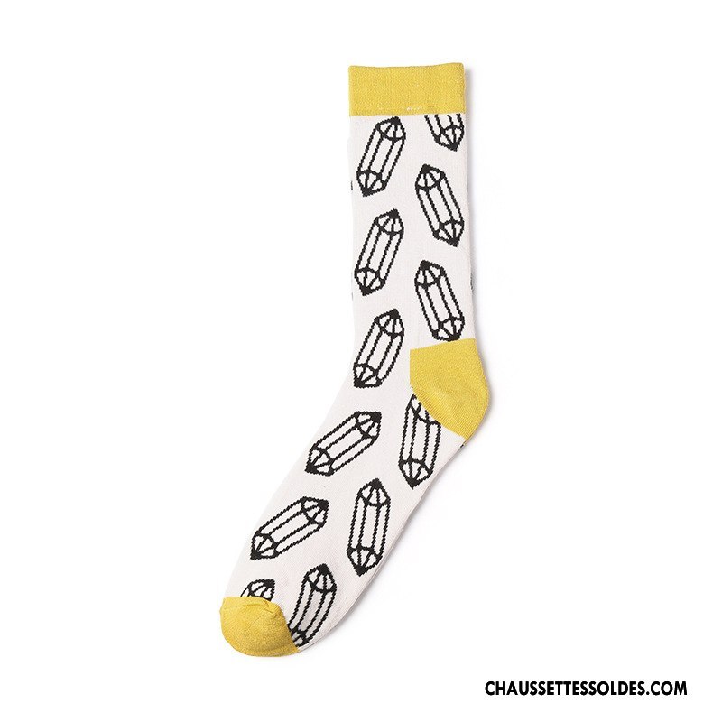 Chaussettes Mi Hautes Homme Tendance Créatif Chaussettes En Coton Long Stock Hiver L'automne Couleur De Contraste Noir