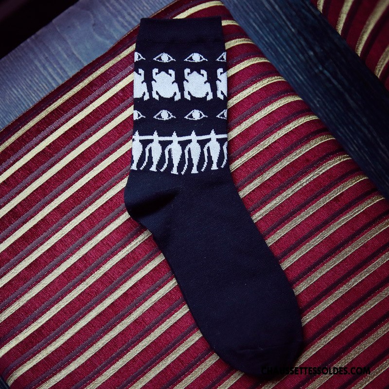 Chaussettes Mi Hautes Homme Tendance Hiver Milieu Dessin Animé Nouvelles Arrivées L'automne Blanc Noir Gris