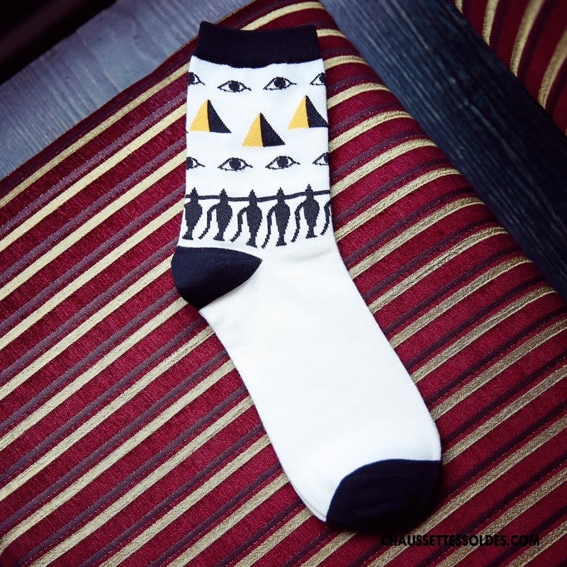 Chaussettes Mi Hautes Homme Tendance Hiver Milieu Dessin Animé Nouvelles Arrivées L'automne Blanc Noir Gris