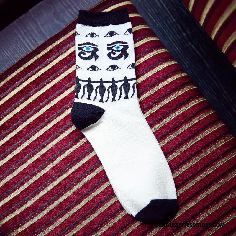 Chaussettes Mi Hautes Homme Tendance Hiver Milieu Dessin Animé Nouvelles Arrivées L'automne Blanc Noir Gris