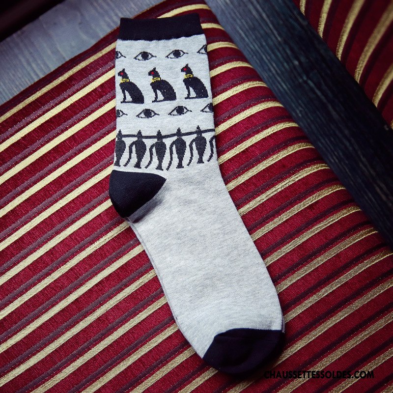 Chaussettes Mi Hautes Homme Tendance Hiver Milieu Dessin Animé Nouvelles Arrivées L'automne Blanc Noir Gris