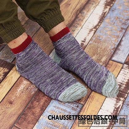 Chaussettes Mi Hautes Homme Tendance Légère Ligne Milieu Style National Chaussette Basse Coupée Gris