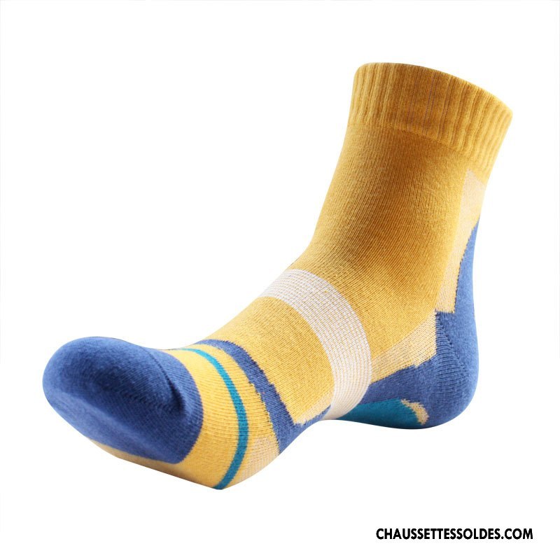 Chaussettes Mi Hautes Homme Tendance Milieu De Plein Air Matelassé Mouvement Basket Jaune