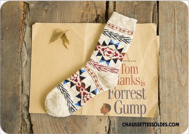 Chaussettes Mi Hautes Homme Tendance Modèle Milieu L'automne Géométrie Style National Marron / Brun
