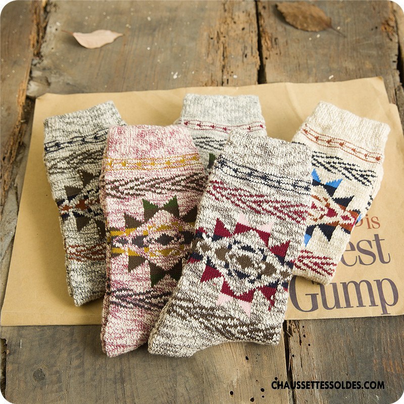 Chaussettes Mi Hautes Homme Tendance Modèle Milieu L'automne Géométrie Style National Marron / Brun