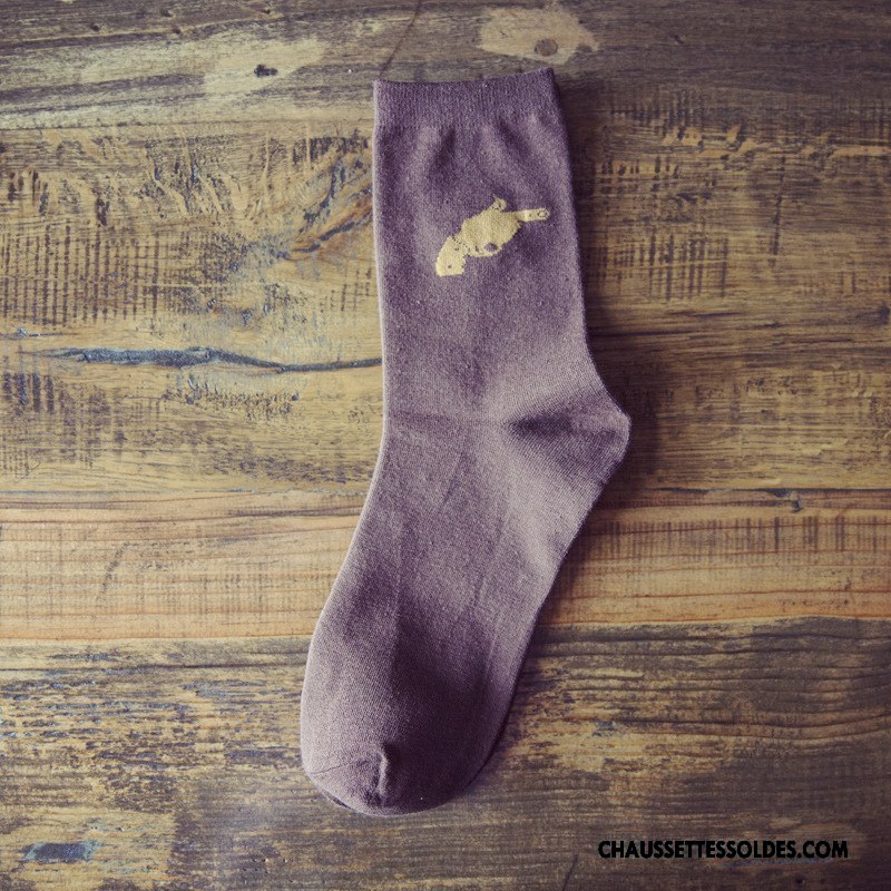 Chaussettes Mi Hautes Homme Toutes Les Saisons Absorber La Sueur Casual Milieu Respirant 100% Coton Bleu