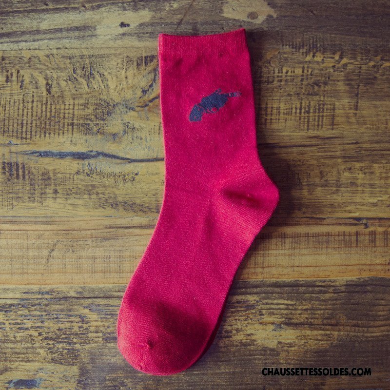 Chaussettes Mi Hautes Homme Toutes Les Saisons Absorber La Sueur Casual Milieu Respirant 100% Coton Bleu