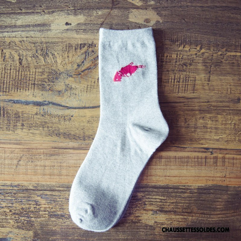 Chaussettes Mi Hautes Homme Toutes Les Saisons Absorber La Sueur Casual Milieu Respirant 100% Coton Bleu