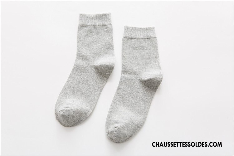 Chaussettes Mi Hautes Homme Toutes Les Saisons De Travail Chaussettes En Coton Chaussette Courte Coton Bio Tous Les Assortis Pure Gris
