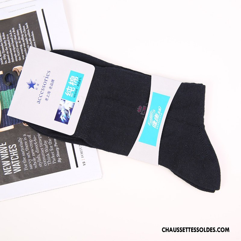 Chaussettes Mi Hautes Homme À La Mode Chaussettes En Coton De Travail Milieu Coton Bio Pure Blanc