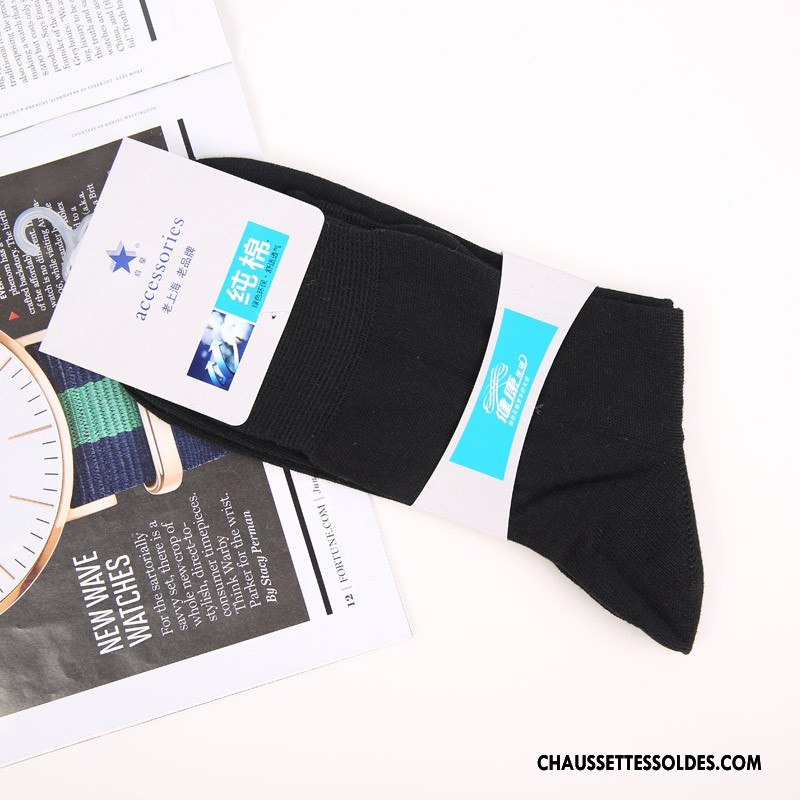 Chaussettes Mi Hautes Homme À La Mode Chaussettes En Coton De Travail Milieu Coton Bio Pure Blanc