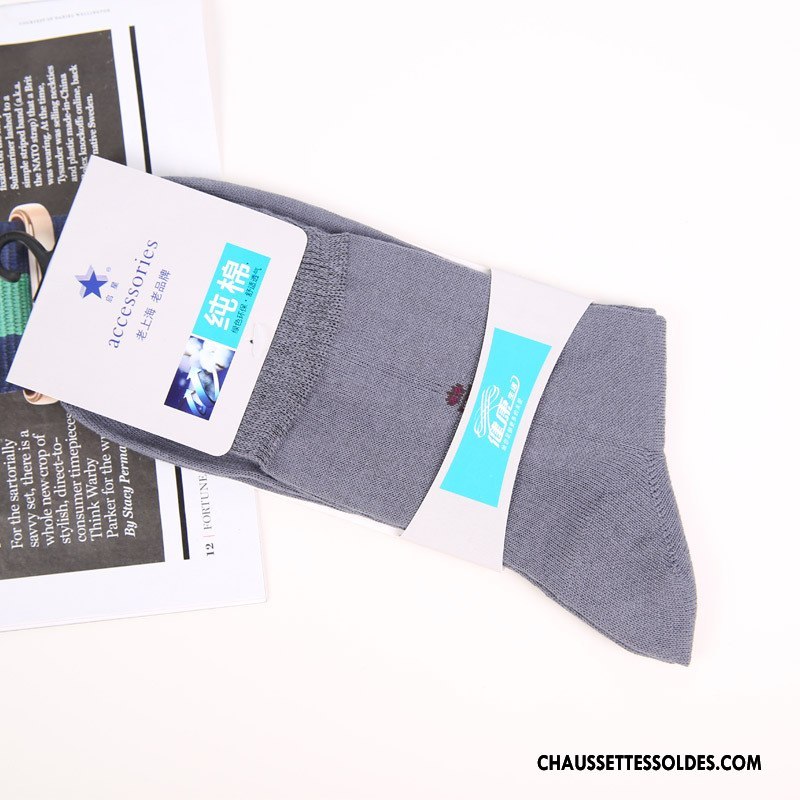 Chaussettes Mi Hautes Homme À La Mode Chaussettes En Coton De Travail Milieu Coton Bio Pure Blanc