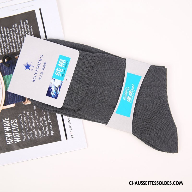 Chaussettes Mi Hautes Homme À La Mode Chaussettes En Coton De Travail Milieu Coton Bio Pure Blanc