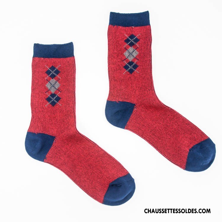 Chaussettes Mi Hautes Homme À La Mode Rétro Été 100% Coton Style National Mince Bleu