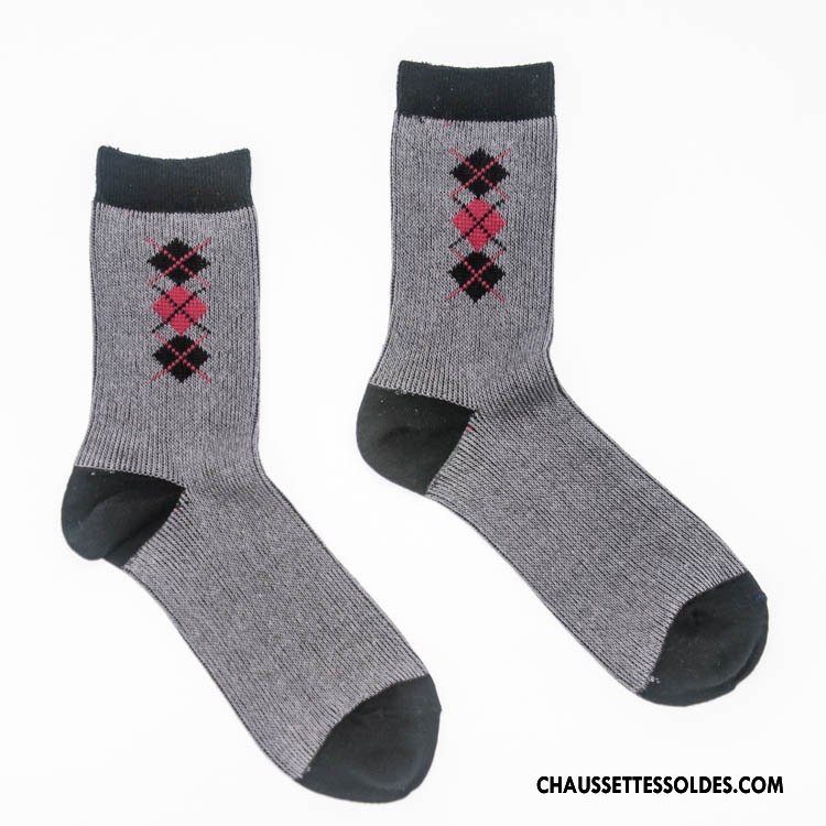Chaussettes Mi Hautes Homme À La Mode Rétro Été 100% Coton Style National Mince Bleu