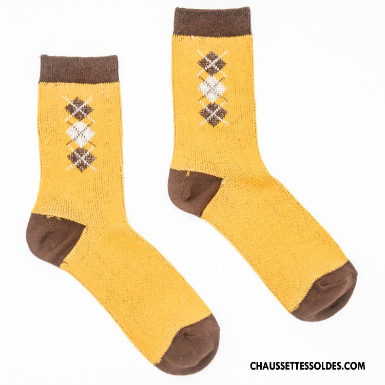 Chaussettes Mi Hautes Homme À La Mode Rétro Été 100% Coton Style National Mince Bleu