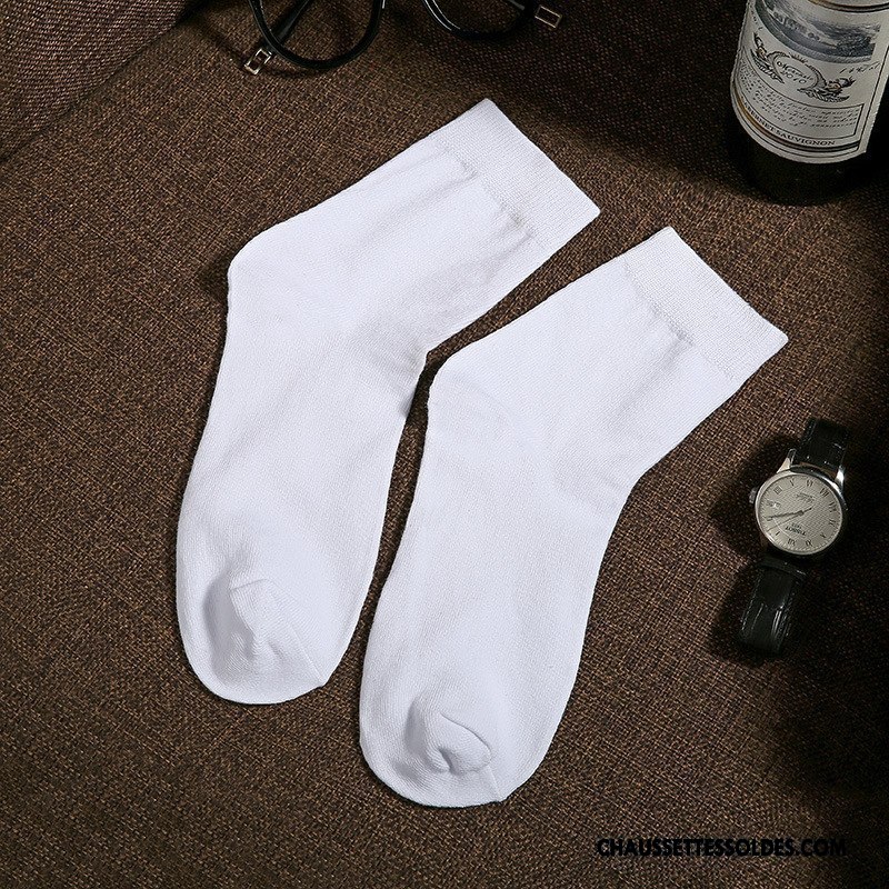 Chaussettes Mi Hautes Homme Été 100% Coton Milieu Racé Printemps De Travail Pure Gris