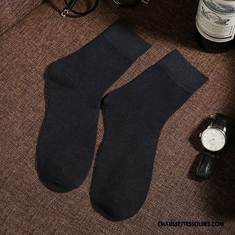 Chaussettes Mi Hautes Homme Été 100% Coton Milieu Racé Printemps De Travail Pure Gris