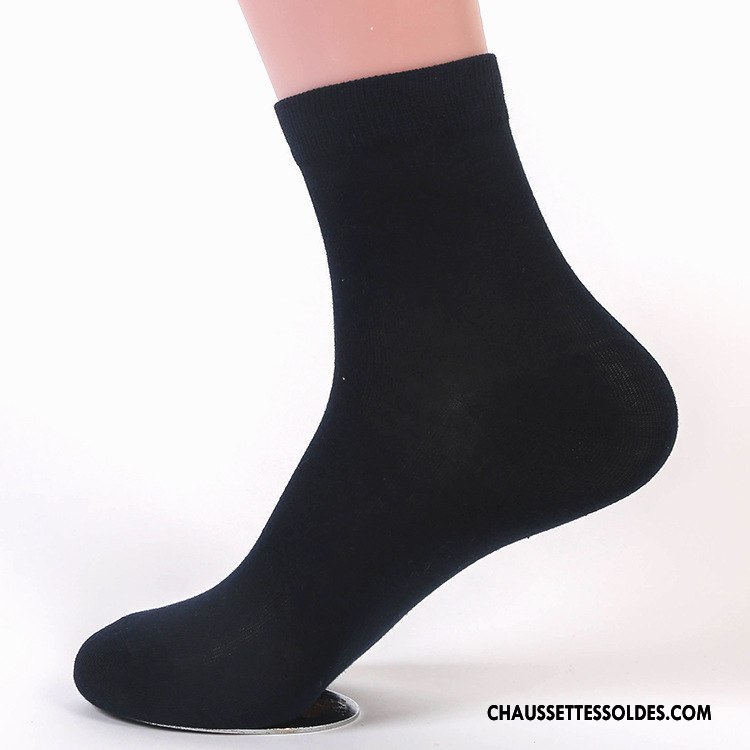 Chaussettes Mi Hautes Homme Été Coton Bio De Travail Chaussettes En Coton Respirant Printemps Bleu