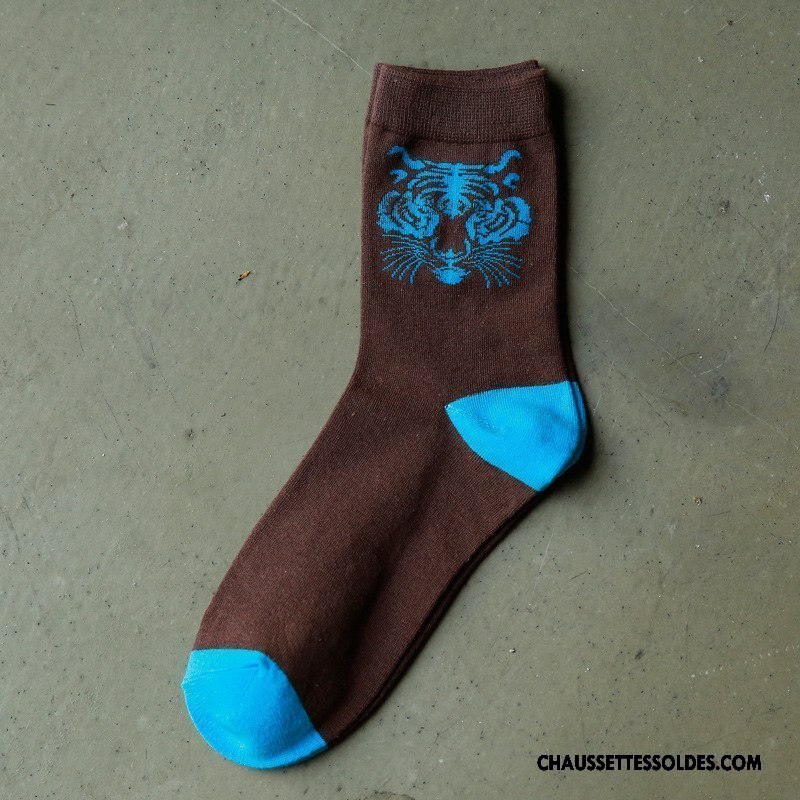 Chaussettes Mi Hautes Homme Été Milieu Coton Bio Printemps Casual Rouge