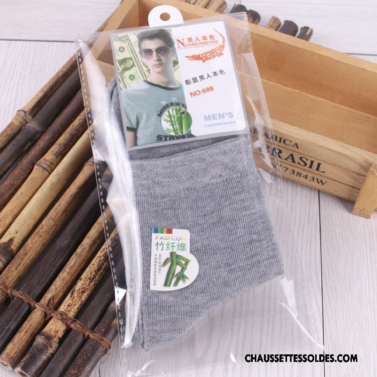 Chaussettes Mi Hautes Homme Été Printemps Légère Milieu Pure Gris