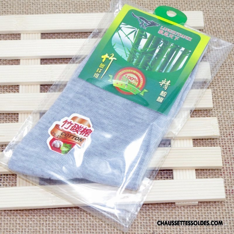 Chaussettes Mi Hautes Homme Été Printemps Légère Milieu Pure Gris