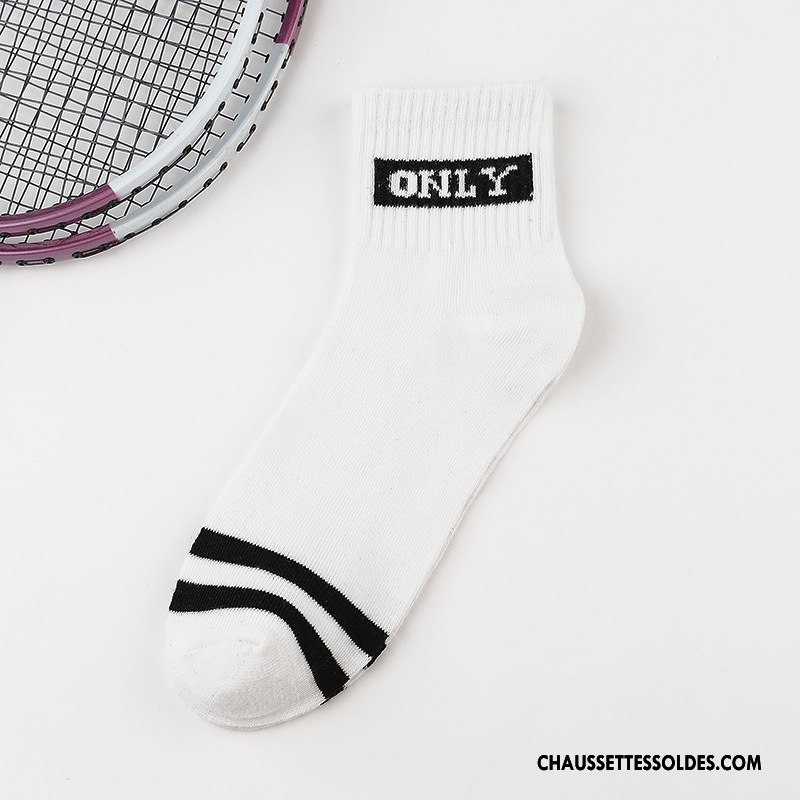 Chaussettes Mi Hautes Homme Été Rayé Chaussettes En Coton Tendance Mouvement Milieu Gris