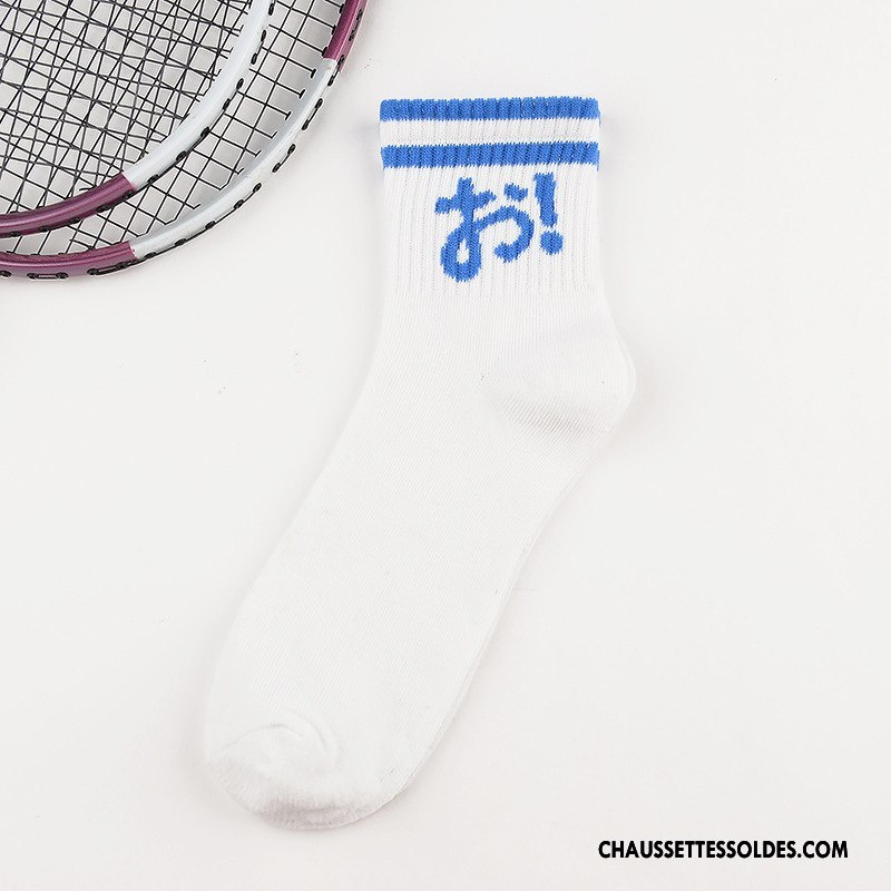 Chaussettes Mi Hautes Homme Été Rayé Chaussettes En Coton Tendance Mouvement Milieu Gris