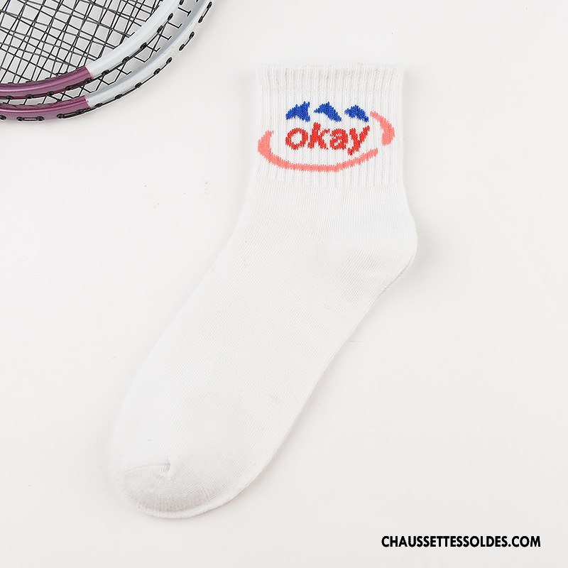 Chaussettes Mi Hautes Homme Été Rayé Chaussettes En Coton Tendance Mouvement Milieu Gris