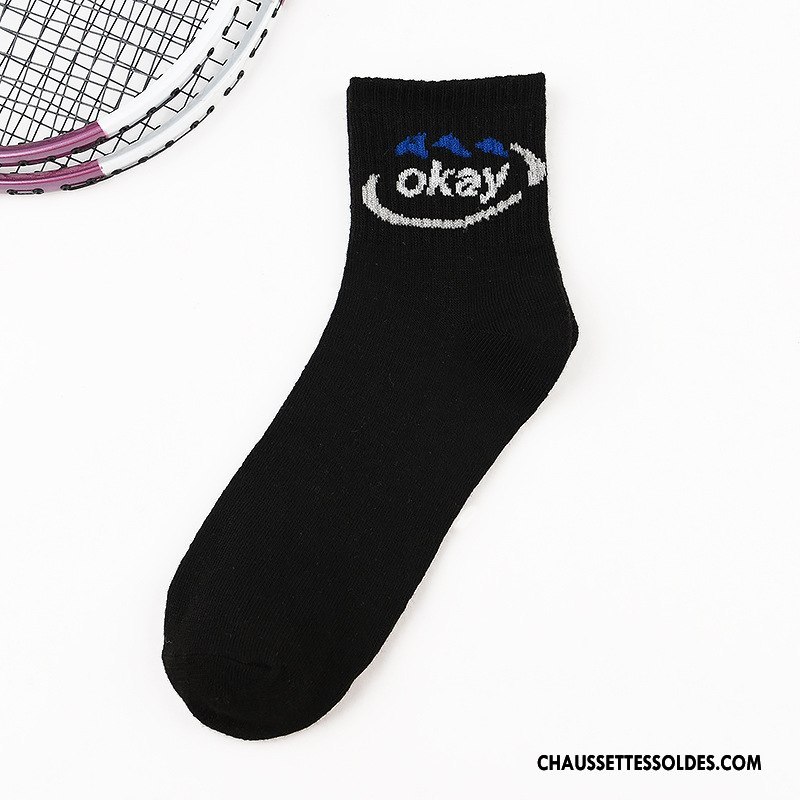 Chaussettes Mi Hautes Homme Été Rayé Chaussettes En Coton Tendance Mouvement Milieu Gris
