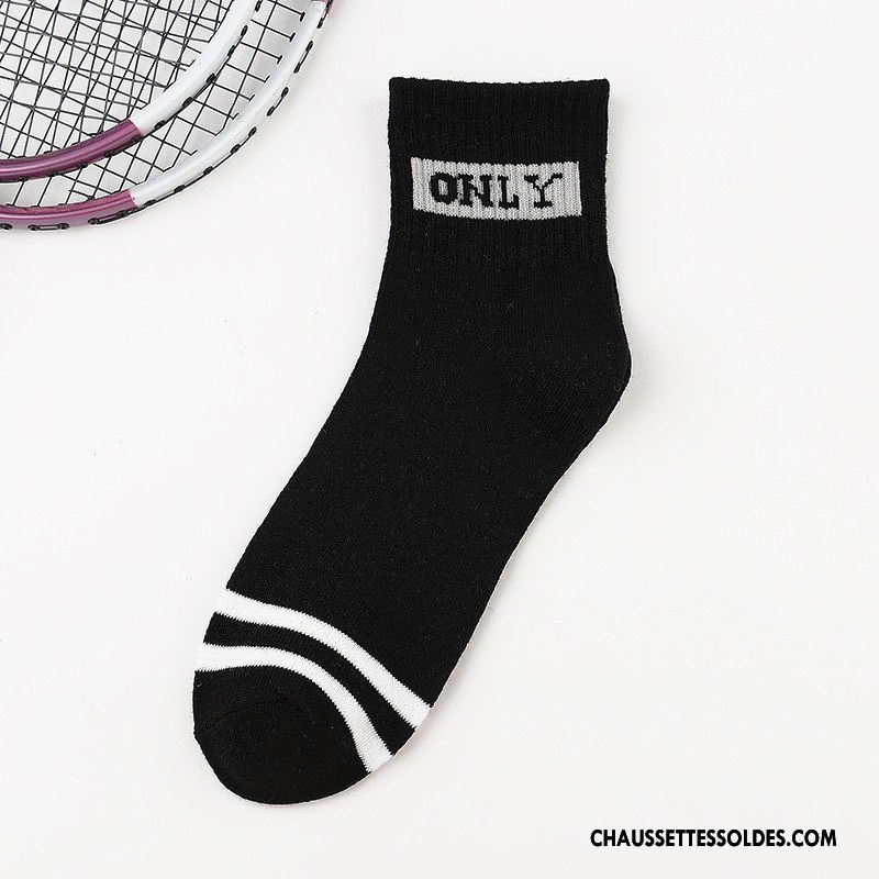 Chaussettes Mi Hautes Homme Été Rayé Chaussettes En Coton Tendance Mouvement Milieu Gris