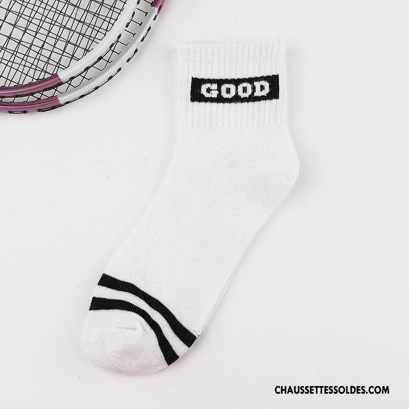 Chaussettes Mi Hautes Homme Été Rayé Chaussettes En Coton Tendance Mouvement Milieu Gris