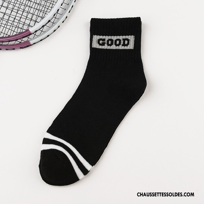 Chaussettes Mi Hautes Homme Été Rayé Chaussettes En Coton Tendance Mouvement Milieu Gris
