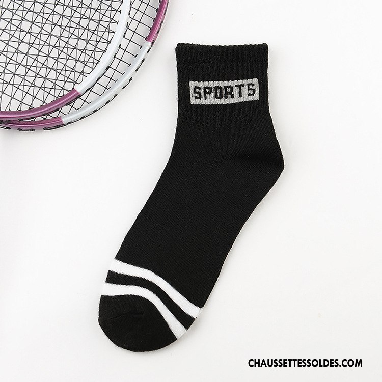 Chaussettes Mi Hautes Homme Été Rayé Chaussettes En Coton Tendance Mouvement Milieu Gris
