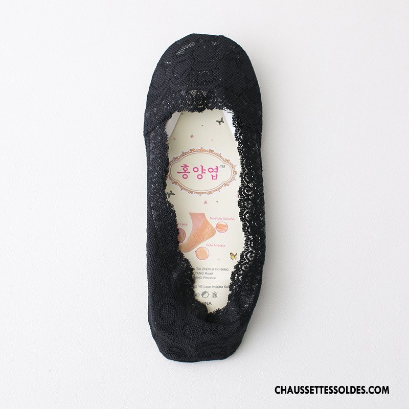 Collant Femme Invisible Chaussette Légère Dentelle Antidérapant Silicone Blanc Clair