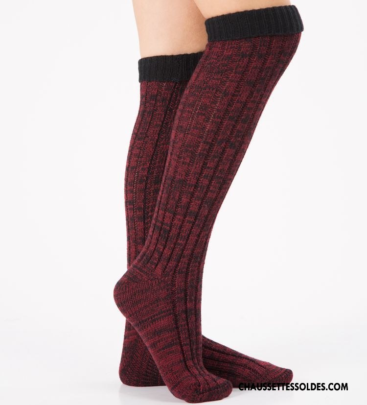 Collant Femme Le Nouveau Intérieur Adulte Chaussette Europe Couleurs Mixtes Bordeaux