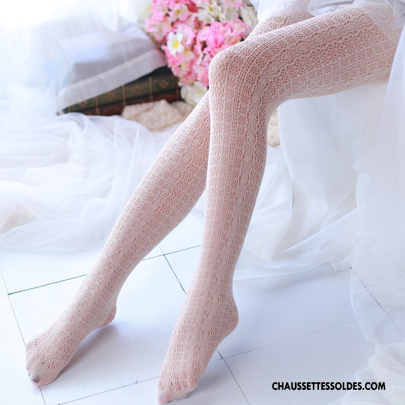 Collant Femme Mince Guêtres Leggings Sexy Chaussette Fleurs Dentelle Blanc