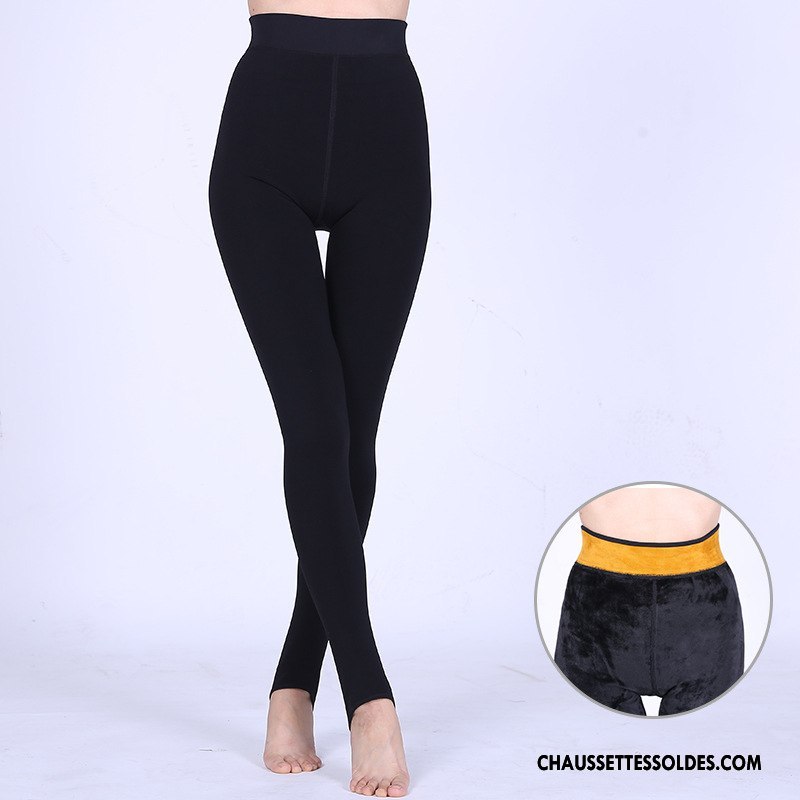 Collant Femme Plus De Velours Hiver Renforcé Petit Gros Guêtres Leggings Jaune