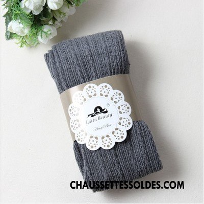Collant Femme Rayé Fleurs Chaussette Hiver Printemps En Maille Rose