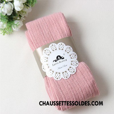 Collant Femme Rayé Fleurs Chaussette Hiver Printemps En Maille Rose