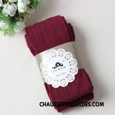 Collant Femme Rayé Fleurs Chaussette Hiver Printemps En Maille Rose