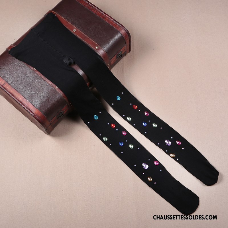 Collant Femme Rayé Velours Chaussette Tatouage Bleu