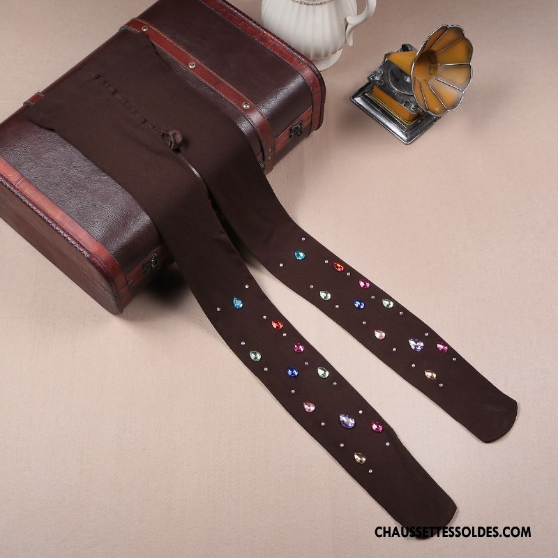 Collant Femme Rayé Velours Chaussette Tatouage Bleu