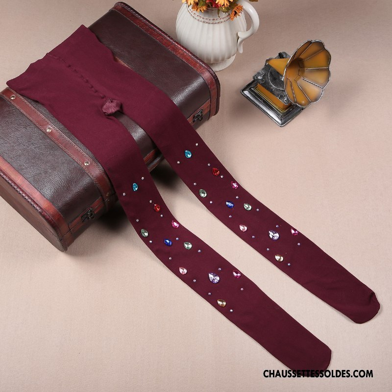 Collant Femme Rayé Velours Chaussette Tatouage Bleu