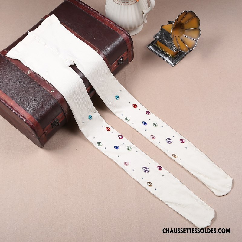 Collant Femme Rayé Velours Chaussette Tatouage Bleu