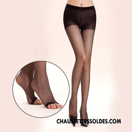 Collant Femme Style Chaud Peep-orteil Chaussette Été Authentique Ouverture Du Pied Gris