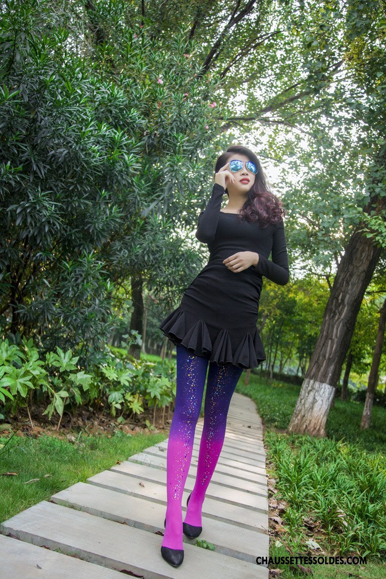 Collant Femme Velours Dégradé Bleu